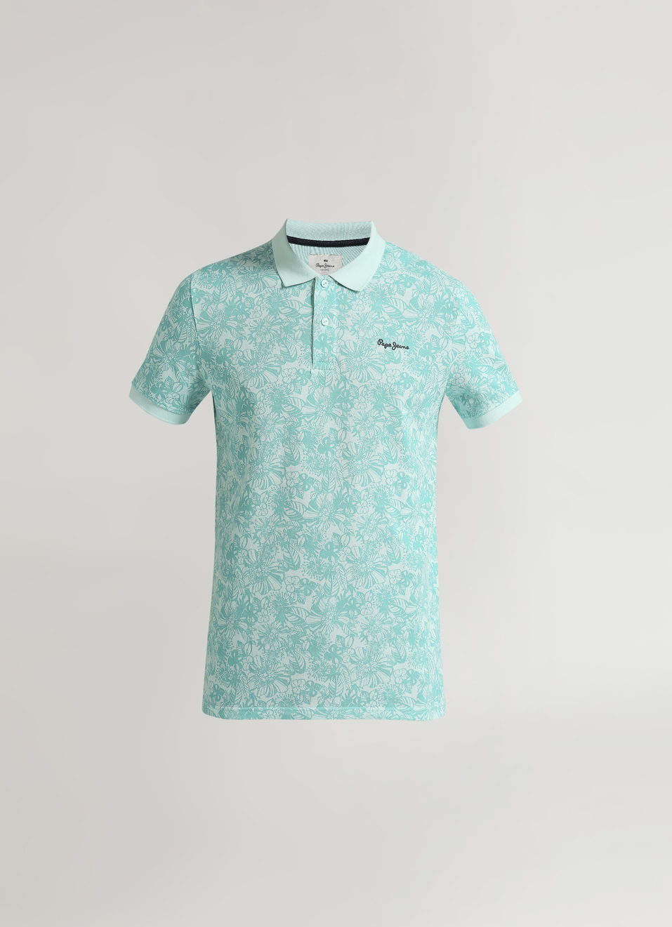 Sea Green All Over Print Pique Short Sleeve Polo, , large image number 6