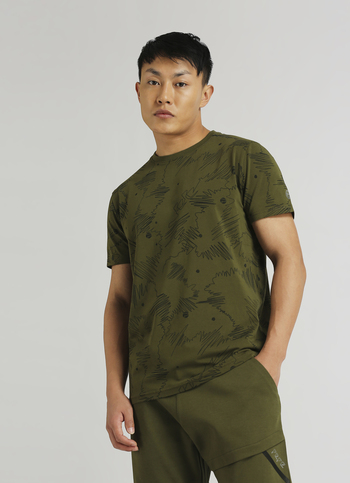 Olive Water Base Print Short Sleeve T-shirt