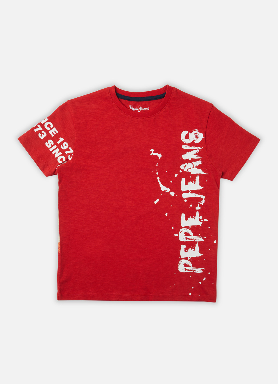 Boys Red Distressed Print Short Sleeve T-shirt, , large image number 0
