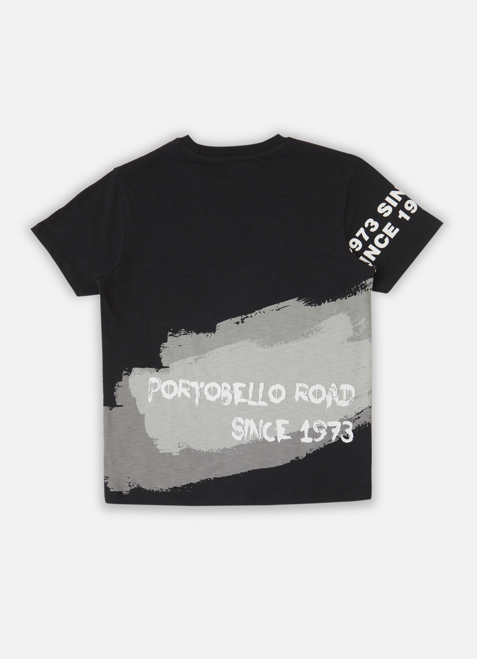 Boys Black Distressed Print Short Sleeve T-shirt, , large image number 1