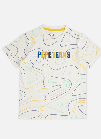 Boys Off White Abstract Print Short Sleeve T-shirt