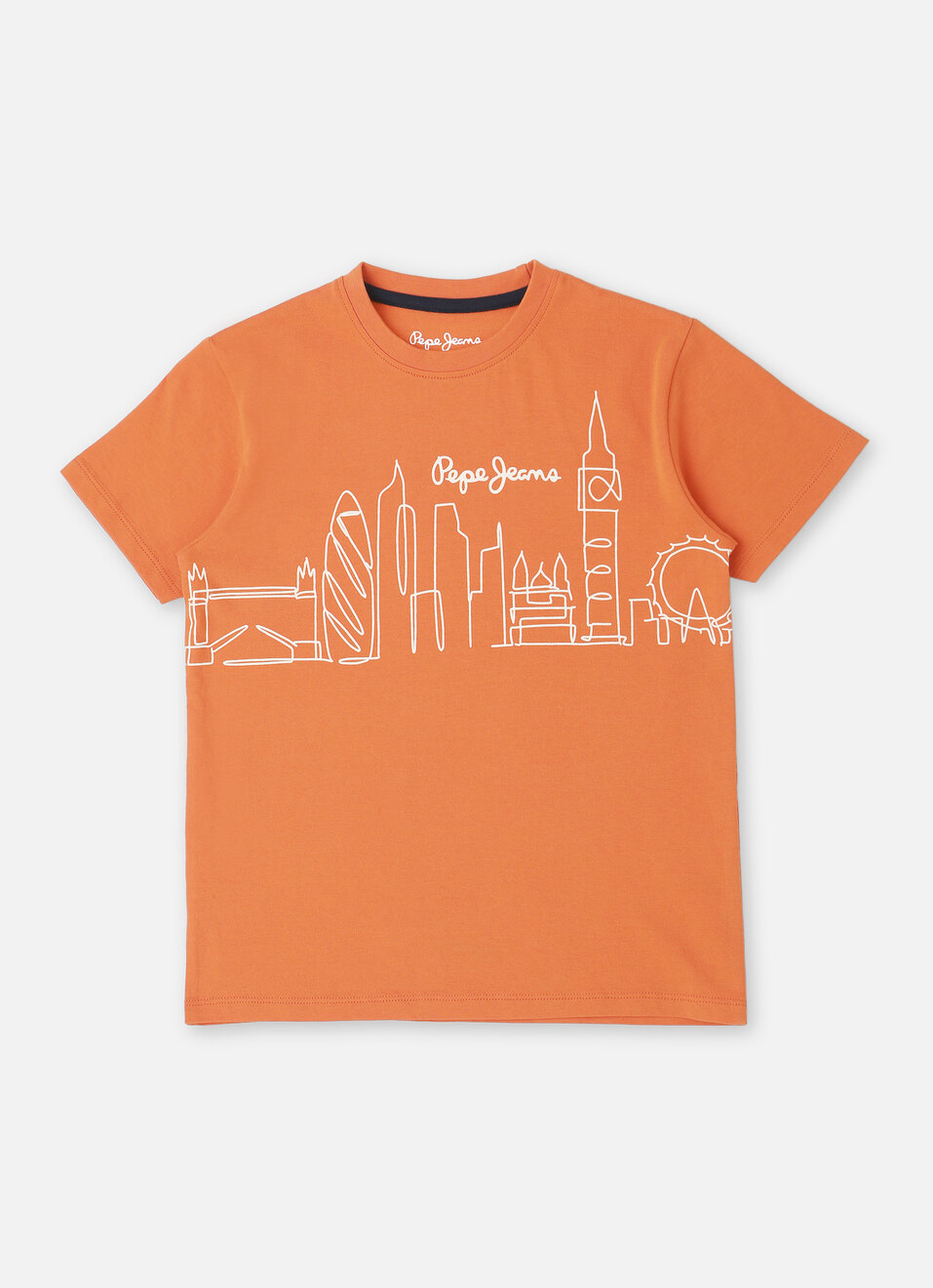 Boys Orange London City Inspired Print Short Sleeve T-shirt, , large image number 0