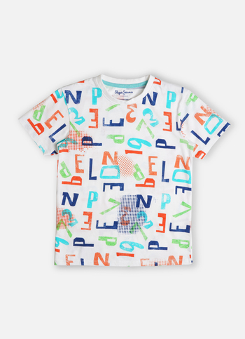 Boys White Typographic Print Short Sleeve T-shirt