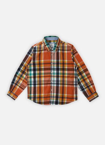 Boys Yarn Dyed Checks Indigo Long Sleeve Shirt