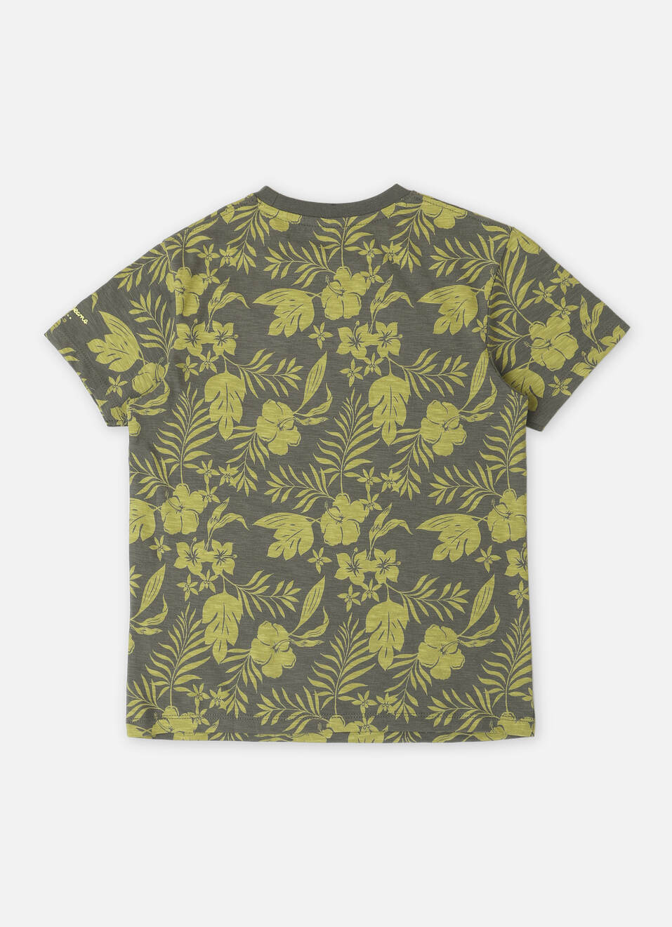 Boys Military Green Tropical Print Short Sleeve T-shirt, , large image number 1