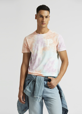 Pink Tie And Dye Print Trendy Short Sleeve T-shirt