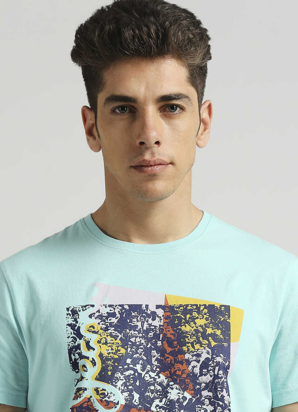 Sea Green Typographic Tonal Puff Print Short Sleeve T-shirt, , large image number 4