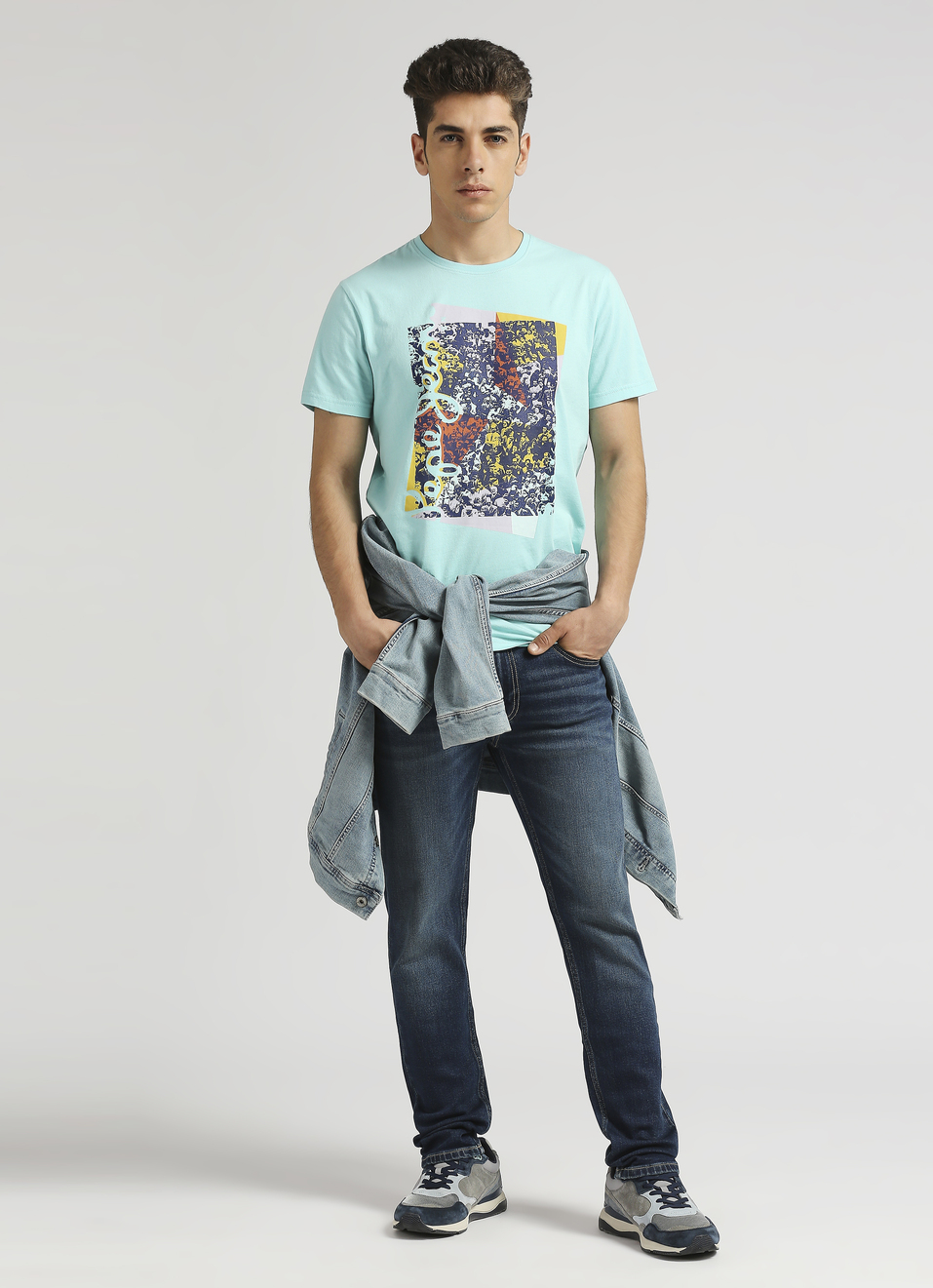 Sea Green Typographic Tonal Puff Print Short Sleeve T-shirt, , large image number 5