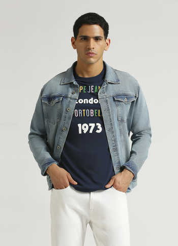 Navy Brand Detail Puff Graphic Print Short Sleeve T-shirt