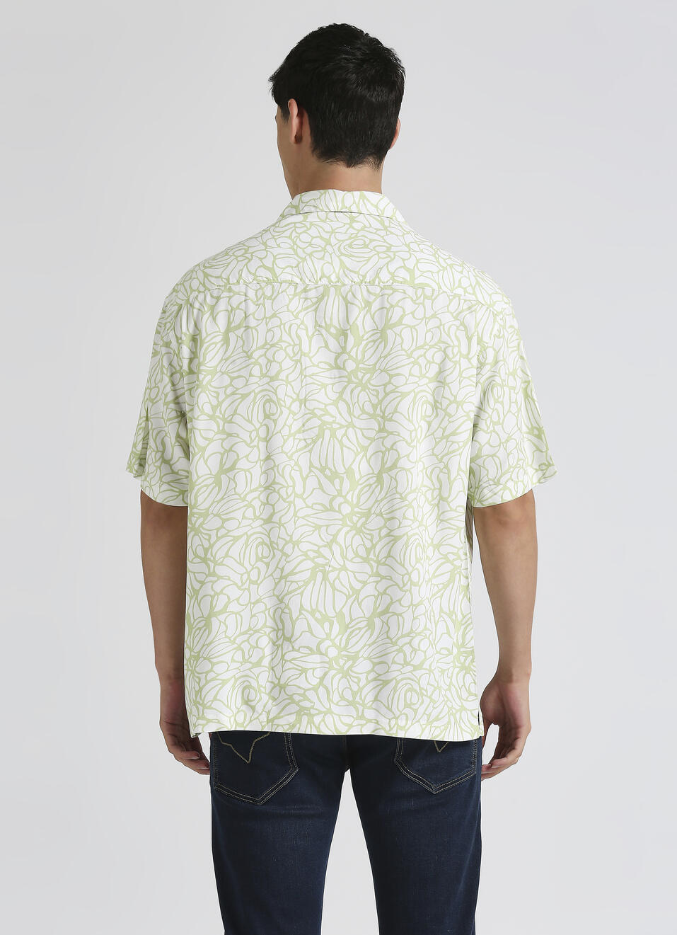 Mint All Over Print Resort Collar Trendy Short Sleeve Shirt, , large image number 2