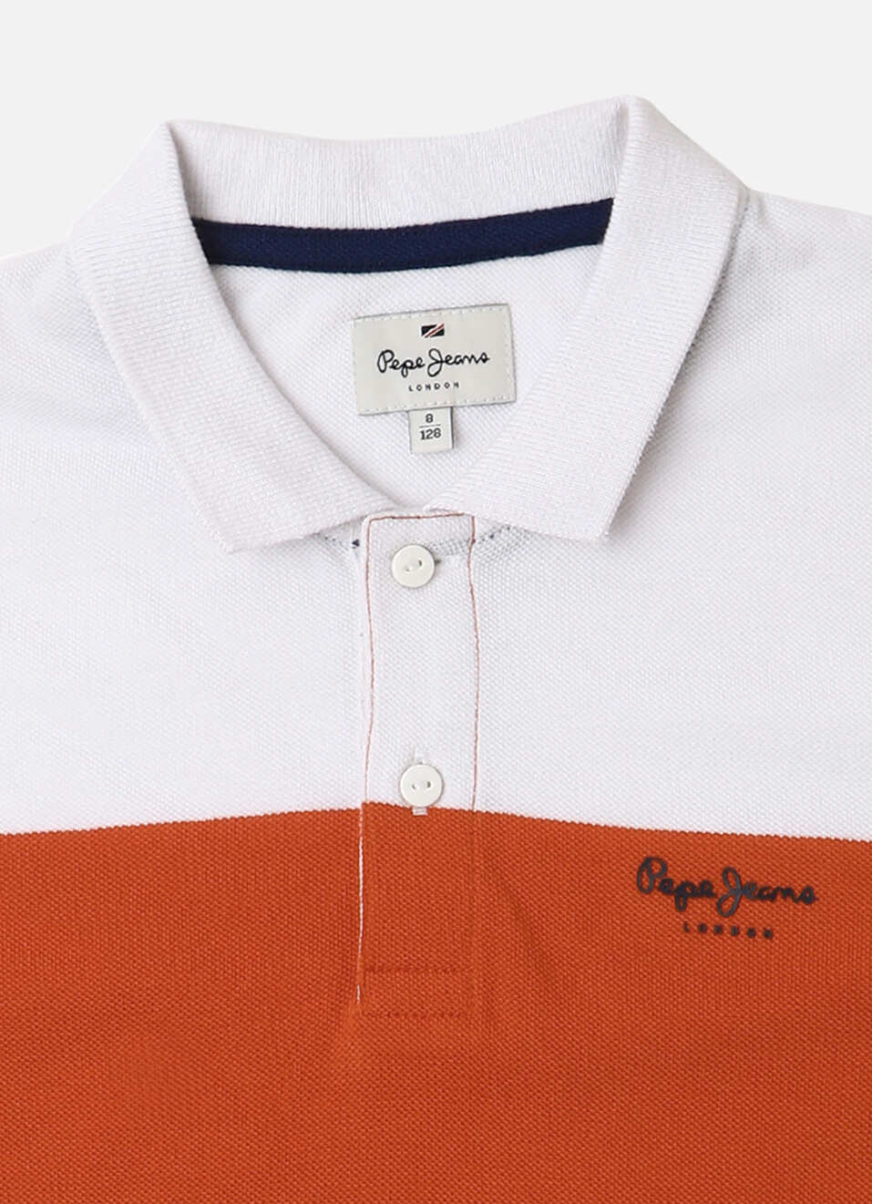 Boys Orange Engineered Stripes Pique Polo, , large image number 2