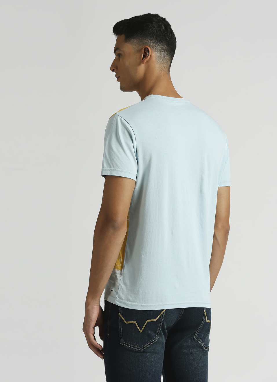Sea Blue Graphic Print Short Sleeve T-shirt, , large image number 2