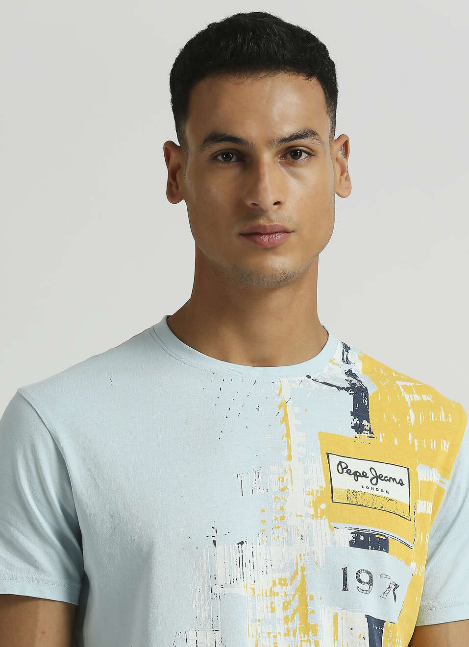 Sea Blue Graphic Print Short Sleeve T-shirt, , large image number 4