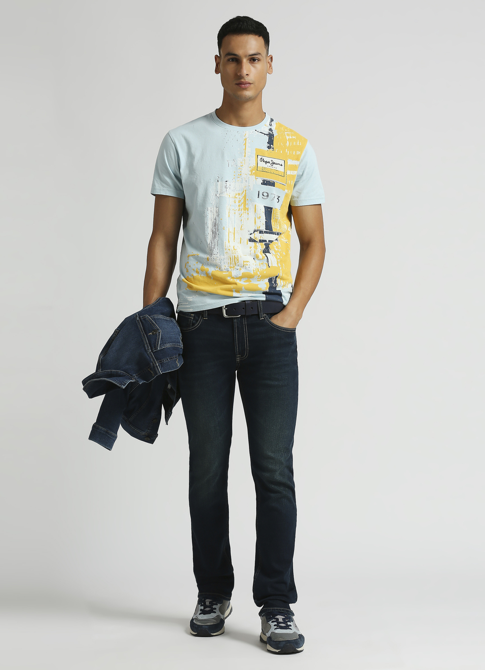 Sea Blue Graphic Print Short Sleeve T-shirt, , large image number 5