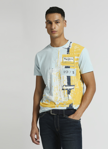 Sea Blue Graphic Print Short Sleeve T-shirt