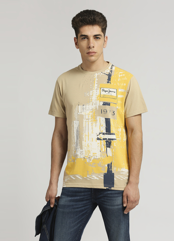 Khaki Graphic Print Short Sleeve T-shirt