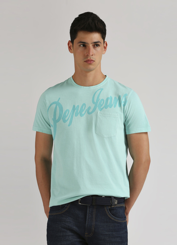 Sea Green Single Pocket Overdyed Short Sleeve T-shirt