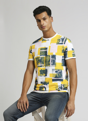 White Biker Inspired Print Summer Short Sleeve T-shirt