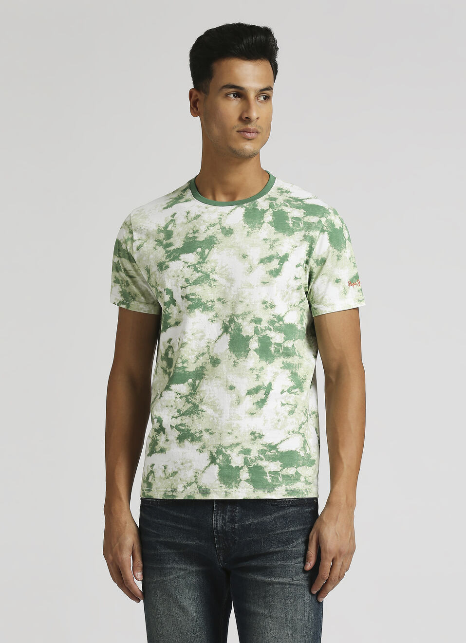 Green Tie And Dye Print Short Sleeve T-shirt, , large image number 1