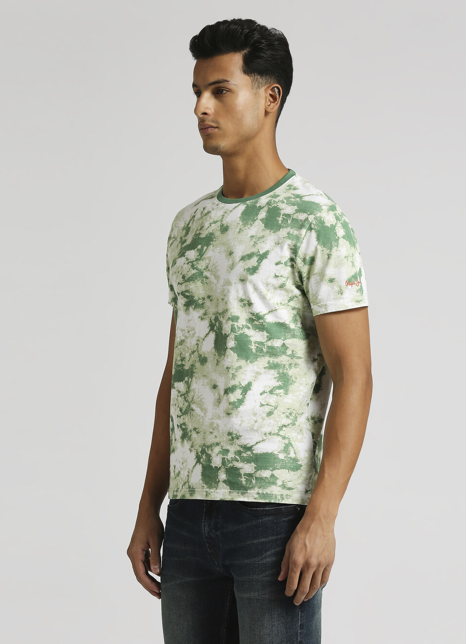 Green Tie And Dye Print Short Sleeve T-shirt, , large image number 3