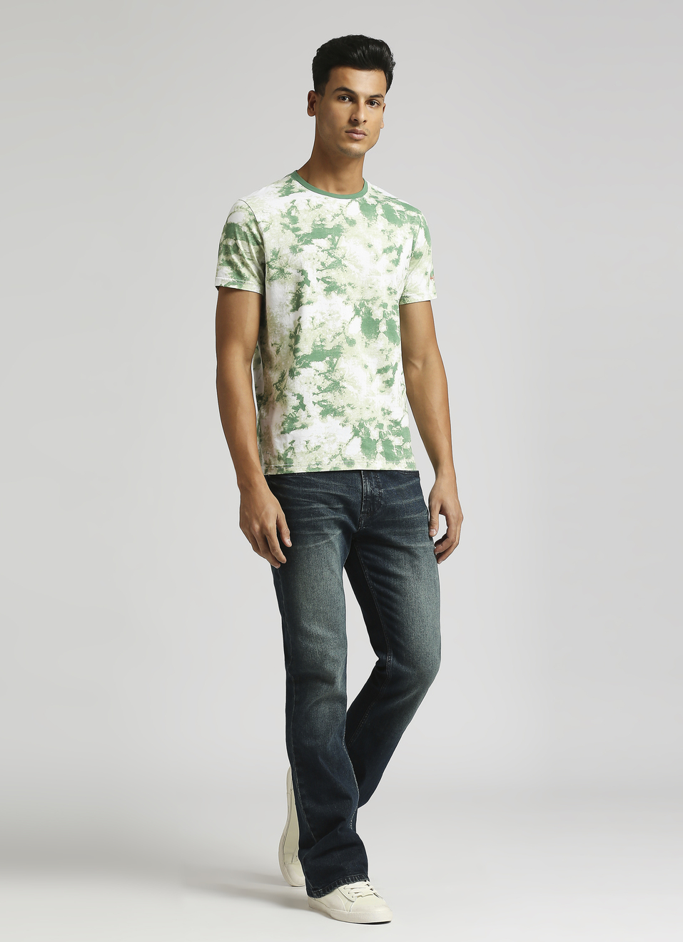 Green Tie And Dye Print Short Sleeve T-shirt, , large image number 5