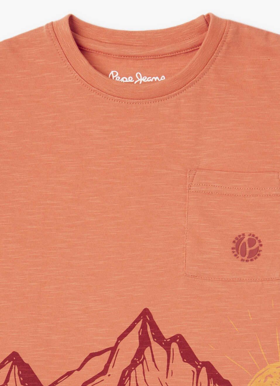 Boys Peach Orange Graphic Print Short Sleeve T-shirt, , large image number 2