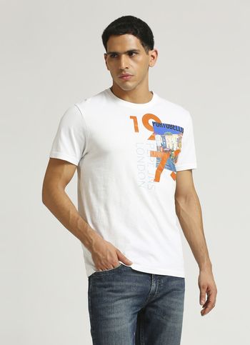 White Photographic Print Short Sleeve T-shirt