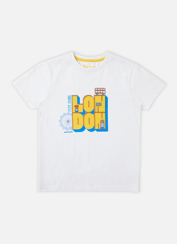 Boys White London City Inspired Print Short Sleeve T-shirt