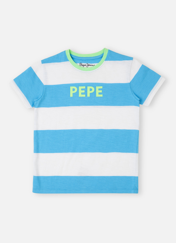 Boys French Blue Horizontal Stripes Short Sleeve T-shirt