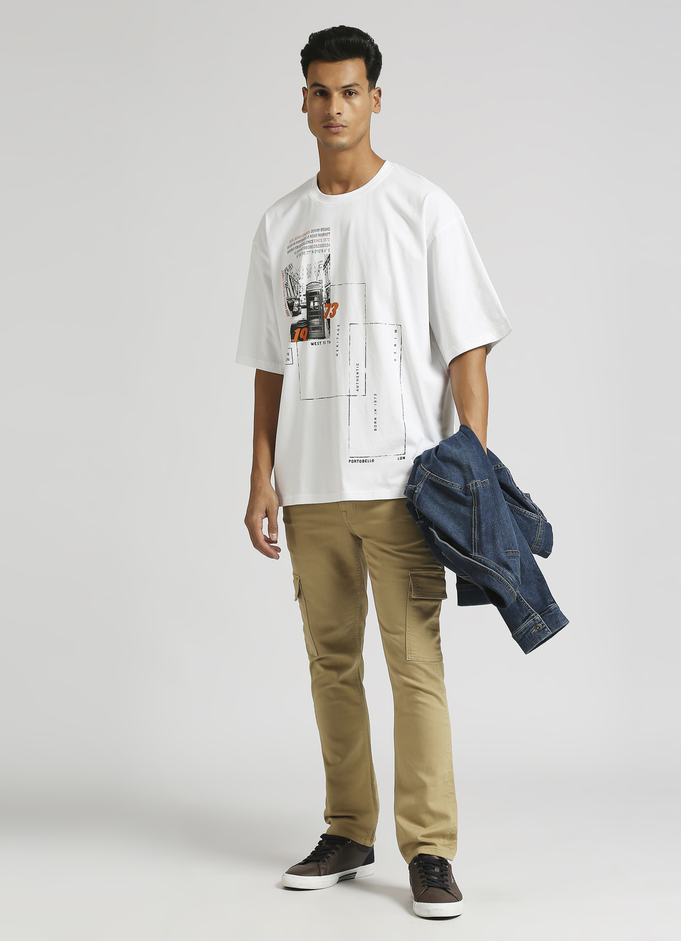 White Oversized Photographic Print Short Sleeve T-shirt, , large image number 5