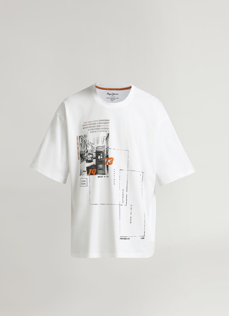 White Oversized Photographic Print Short Sleeve T-shirt, , large image number 6