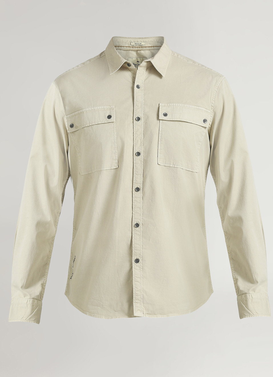 Grey Twill Dual Pocket Long Sleeve Shirt, , large image number 6