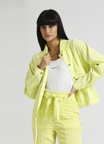 Lime Overdyed Utility Pockets Long Sleeve Shacket