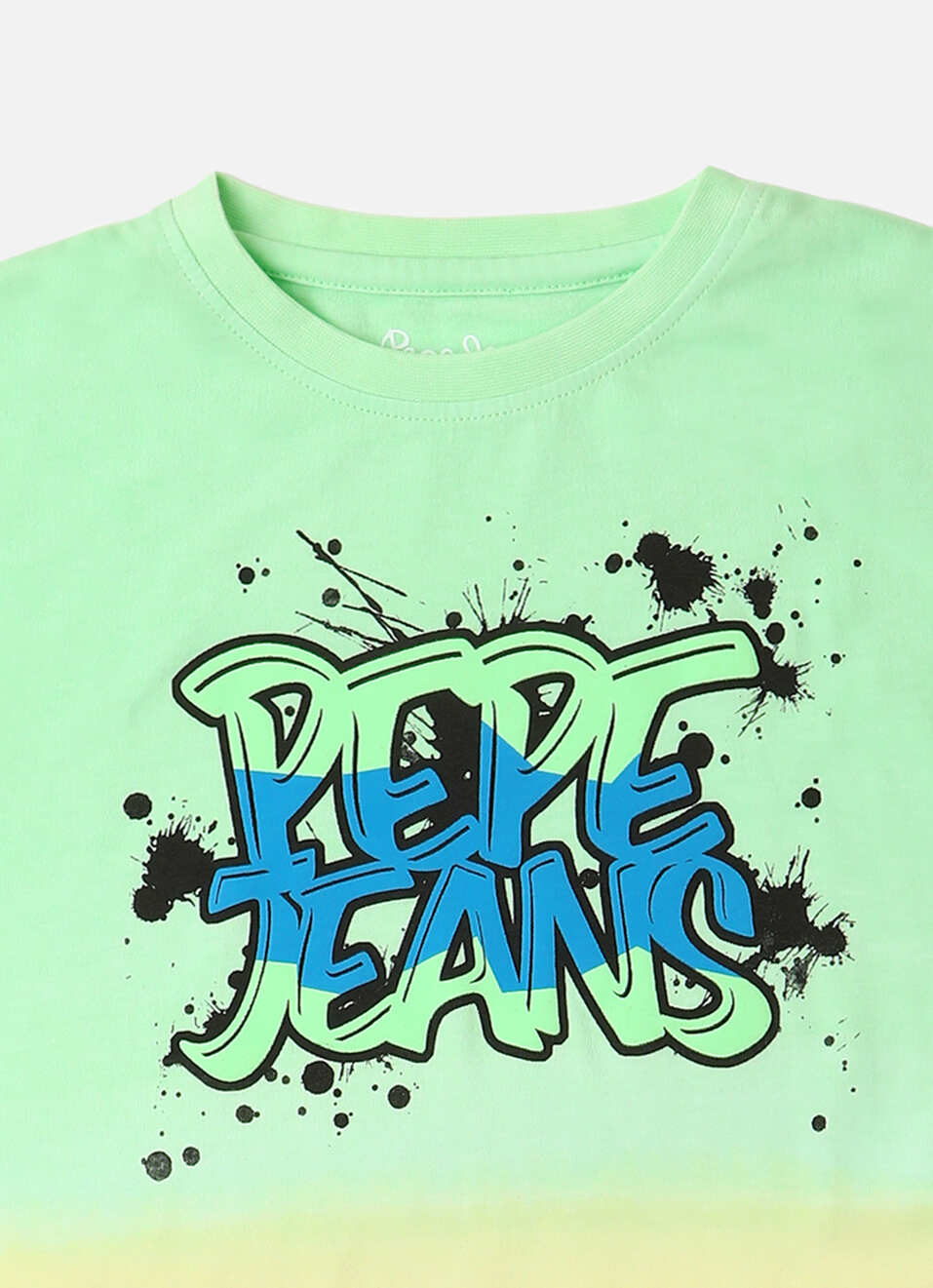 Boys Green Dip Dye Puff Print Short Sleeve T-shirt, , large image number 2