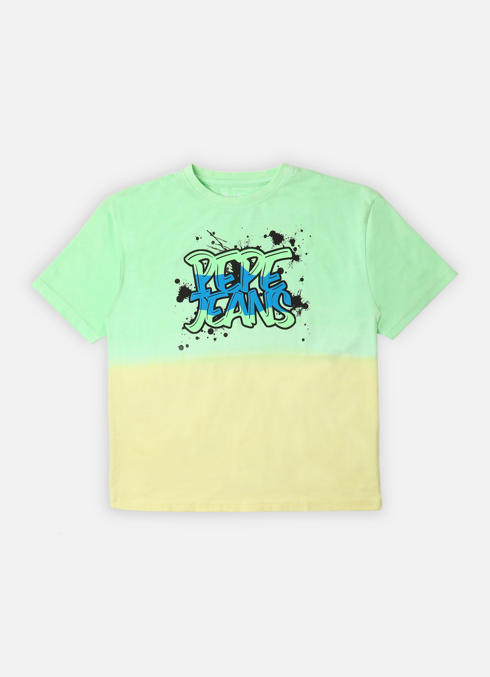 Boys Green Dip Dye Puff Print Short Sleeve T-shirt, , large image number 0