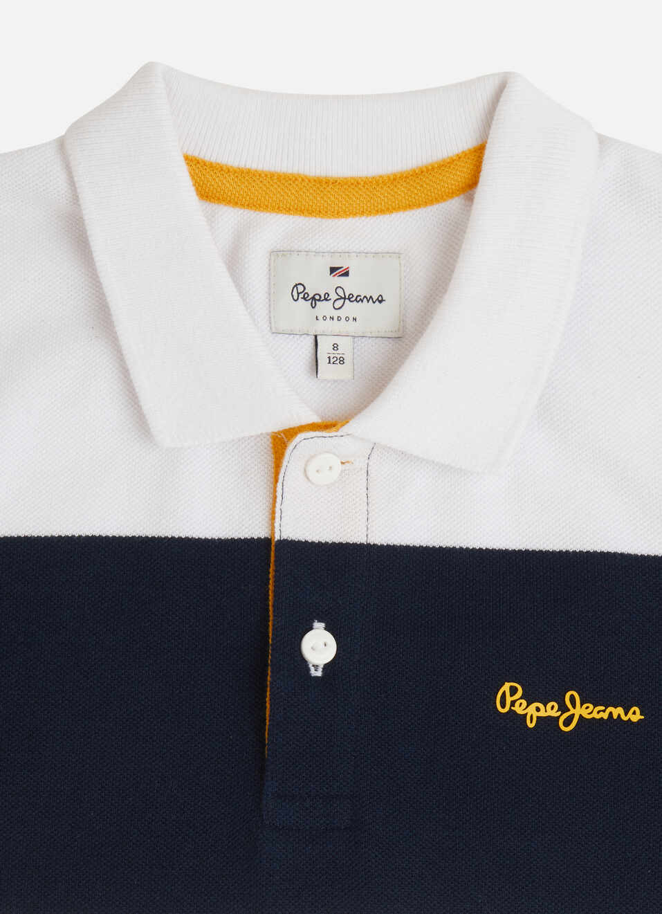 Boys Yellow Engineered Stripes Pique Polo, , large image number 2