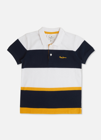 Boys Yellow Engineered Stripes Pique Polo