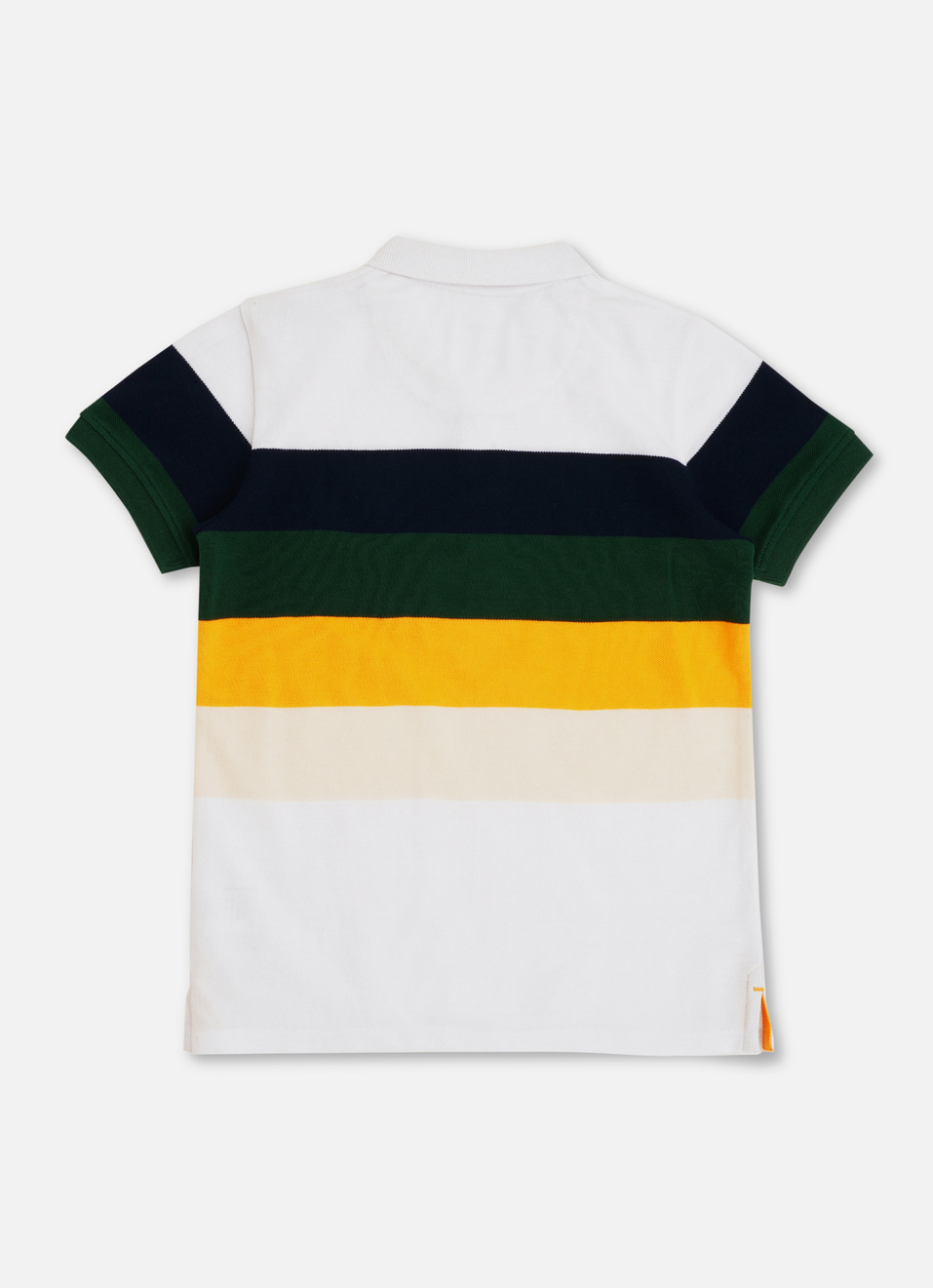 Boys Navy Engineered Stripes Brand Print Pique Polo, , large image number 1