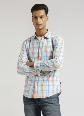Sea Green Checks Long Sleeve Shirt