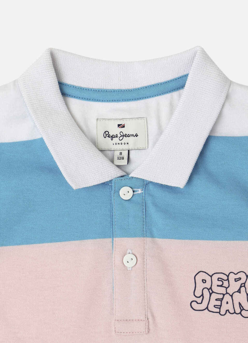Boys Pink Stripes Puff Print Ribbed Collar Polo, , large image number 2