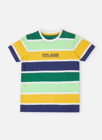 Boys Gold Stripes Yarn-dyed Short Sleeve T-shirt