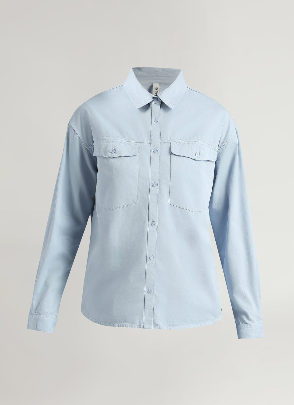 Blue Overdyed Double Pocket Long Sleeve Shirt, , large image number 6