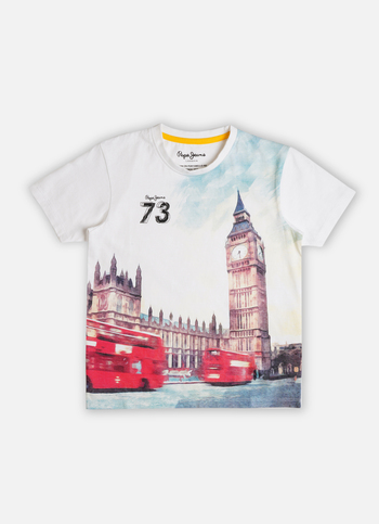 Boys White London Cityscape Graphic Print Short Sleeve T-shirt