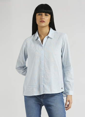 Blue Narrow Stripes Long Sleeve Shirt