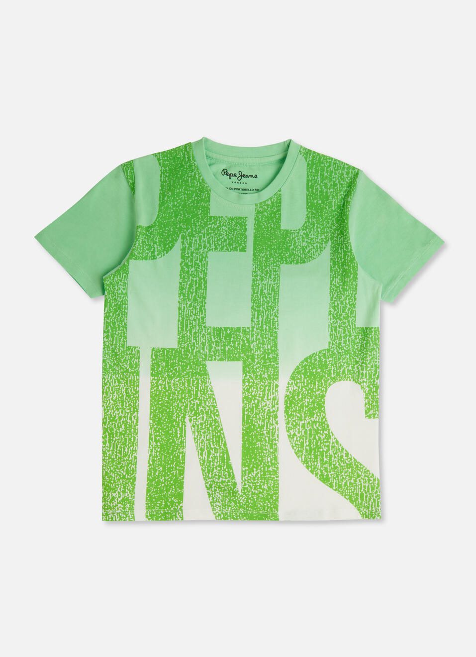 Boys Green Dip Dye Brand Print Short Sleeve T-shirt, , large image number 0