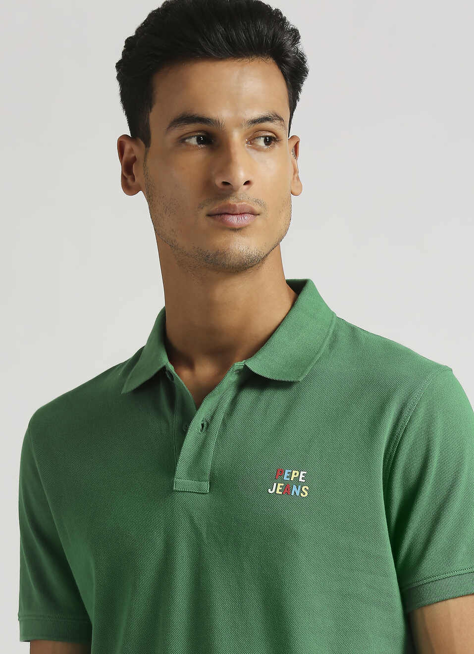 Green Back Print Trendy Short Sleeve Pique Polo, , large image number 4