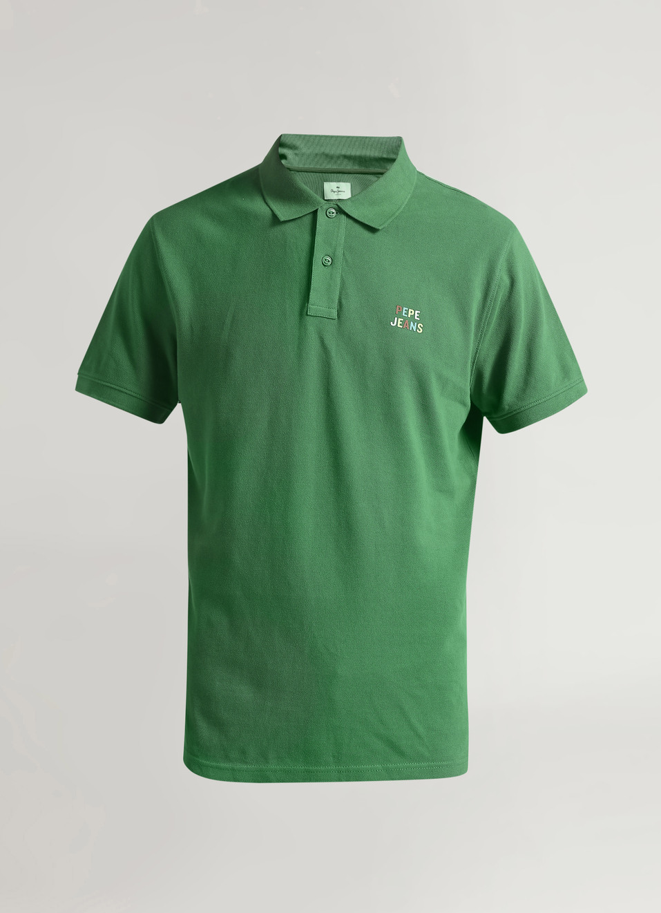 Green Back Print Trendy Short Sleeve Pique Polo, , large image number 6