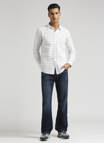 White Checks Seersucker Long Sleeve Shirt