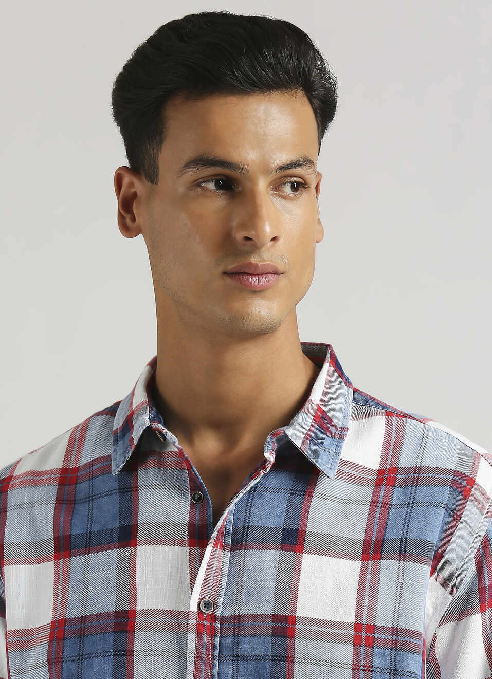 Yarn-dyed Checks Indigo Long Sleeve Shirt, , large image number 4