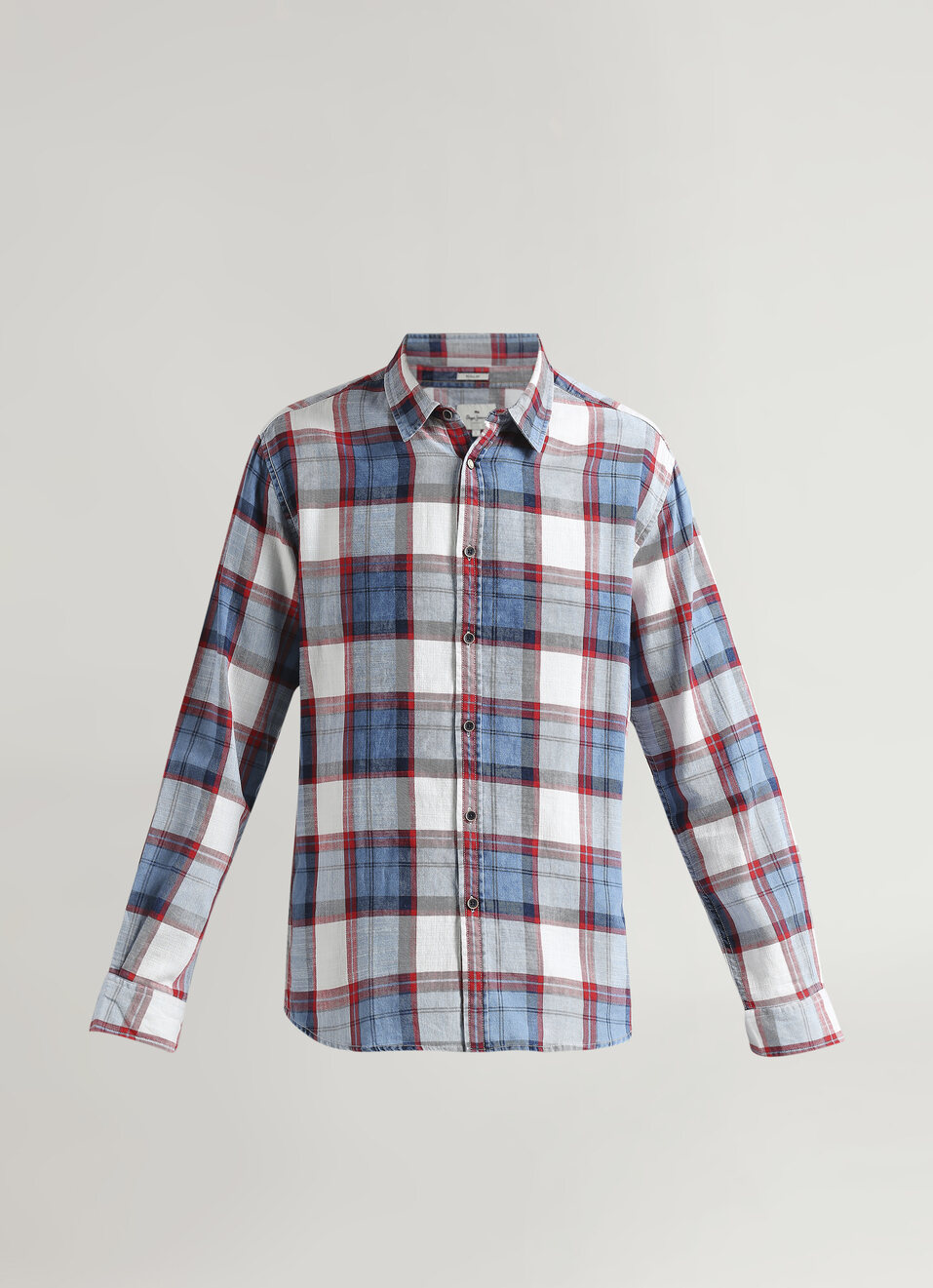 Yarn-dyed Checks Indigo Long Sleeve Shirt, , large image number 6